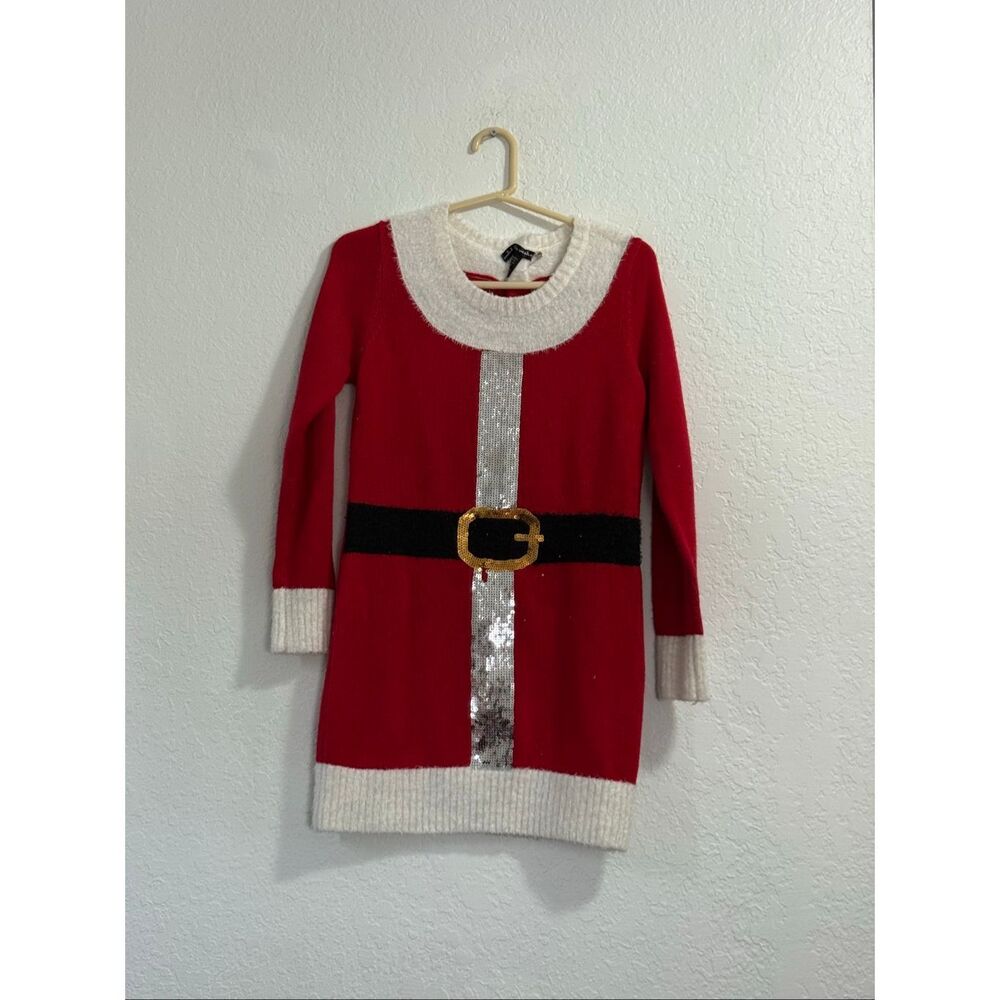 United States Sweaters Ugly Christmas Mrs Santa Claus Dress Faux Fur Sequin XS